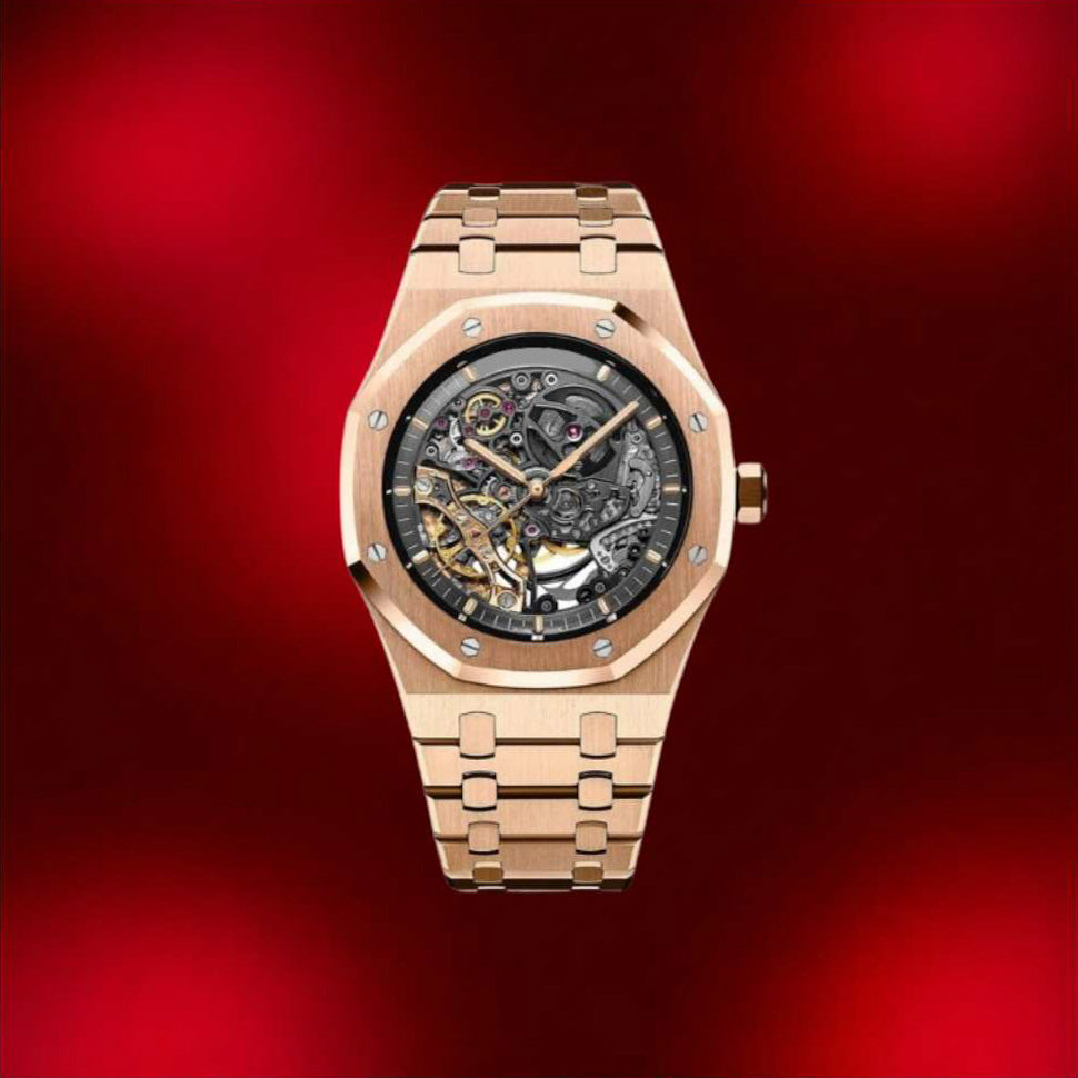 @udem@rs Piguet Rose Gold Oak Watch With Wooden Box